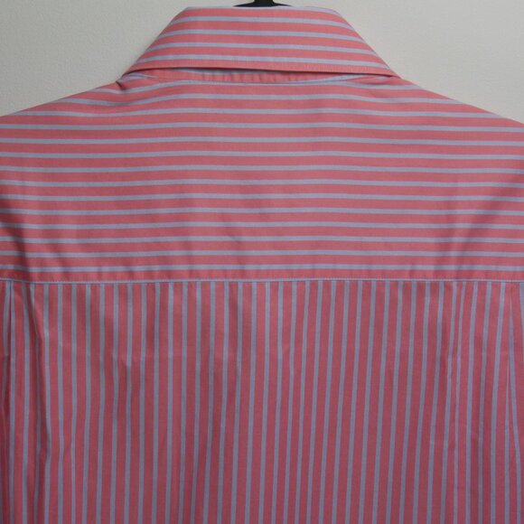 Ermenegildo Zegna Men's XXL Salmon Lt Gry Striped Button Down Shirt 100% Cotton - Picture 3 of 9